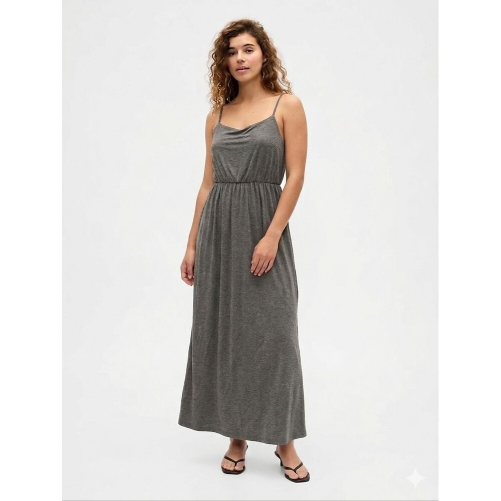 GAP Grey Spaghetti-Strap Maxi Dress